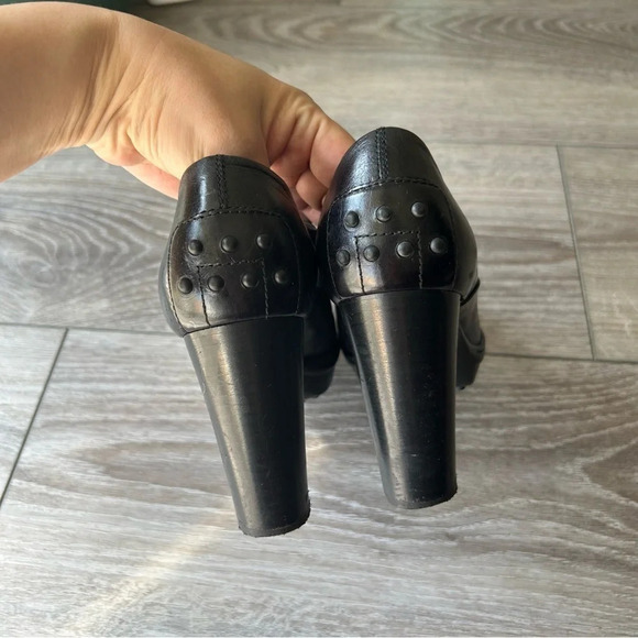 Tod’s Patent Smooth Mixed Leather Studded Block Heel Ankle Boots Made in Italy - Picture 9 of 13